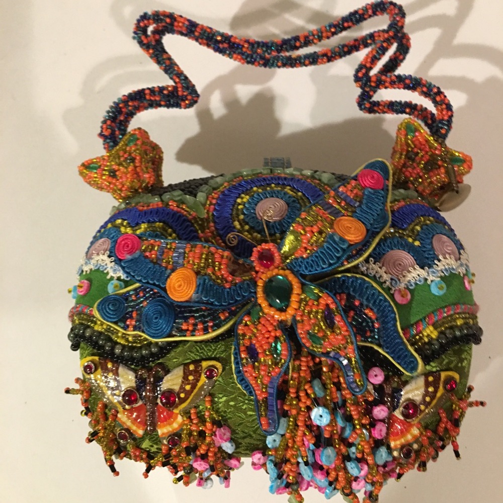 Very Rare Mary Frances butterfly beaded purse